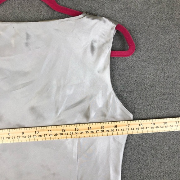 Nine West Y2K 100% Silk Silver gray Beaded V Neck Top - Picture 7 of 8